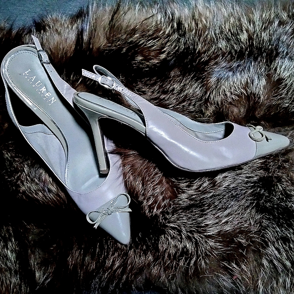 Ralph Lauren slingback heels grey/taupe